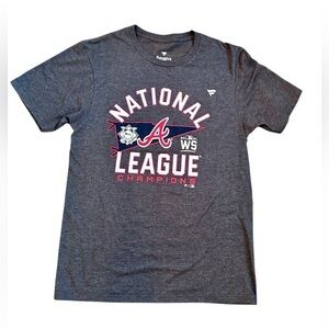 Small Atlanta Braves national league champions grey short sleeve shirt tee